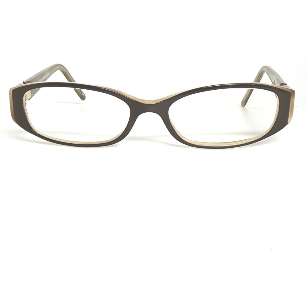 Cole Haan CH902 Brown Horn Eyeglasses Frames Italy 135mm Oval Womens Brown 21507